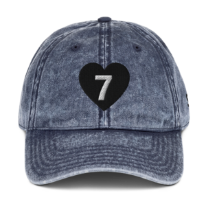 Navy Vintage Cap - Seven Of Heart